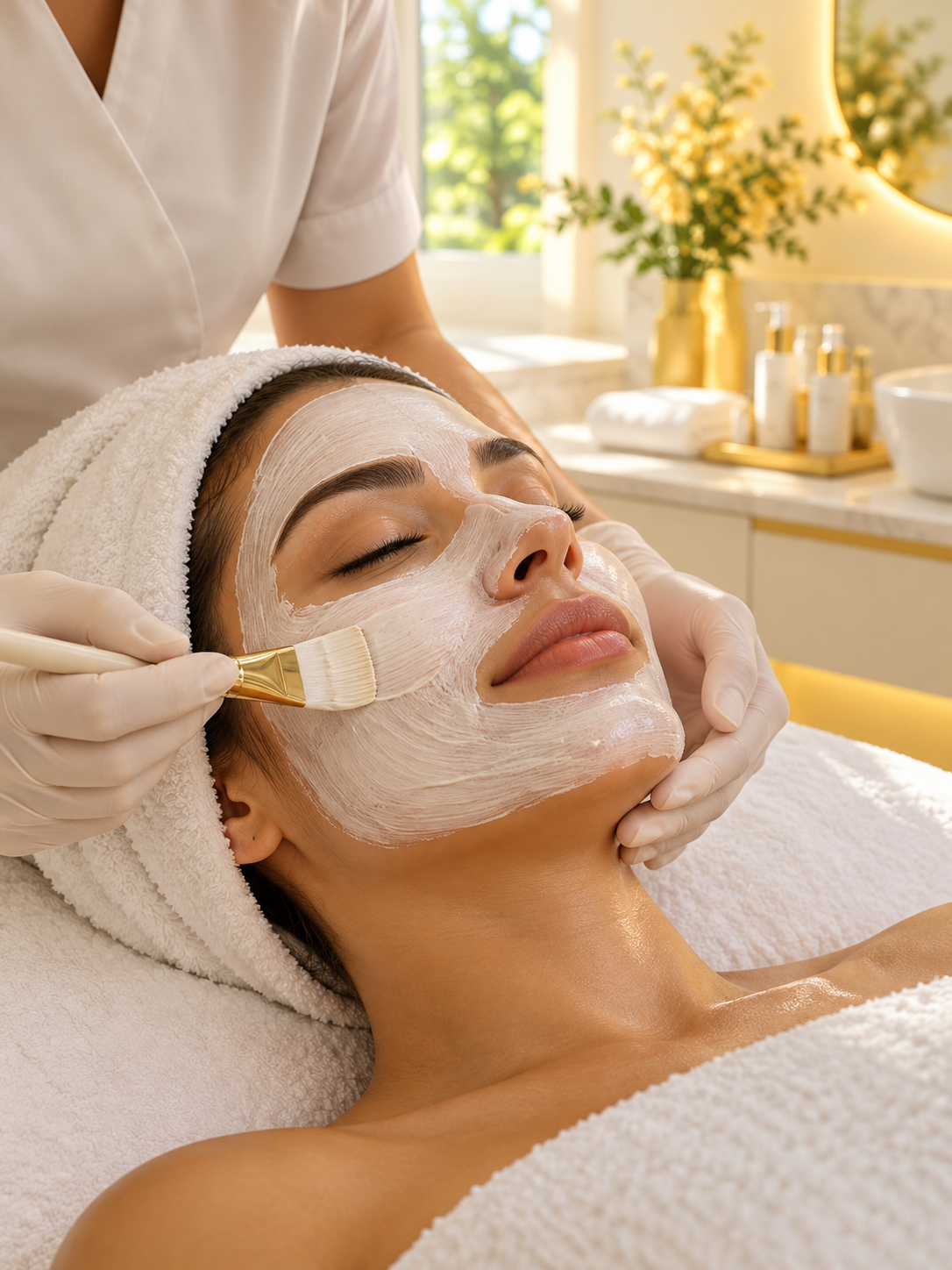 Tratamento facial em ambiente claro